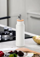 Nucookery Ceramic Olive Oil Dispenser Bottle for Kitchen, 14 oz Opaque Vinegar Dispenser Bottle, Large Capacity Cooking Oil Container for Storage Vinegar, Soy Sauce, Coffee Syrup, White by CozyNest Decor