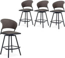 VICLLAX Patio Bar Stool Chairs with Footrests and Padded Seat, Bar Height Swivel Patio Chairs Set of 4, Brown Woven Wicker Swivel Bar Stools for Lawn Garden by CozyNest Decor