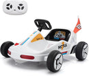 TOBBI 12V Electric Go Kart for Kids Battery Powered Ride on Car Outdoor Race Toy with Remote Control, Safety Belt, Music, LED Lights and Flags for Toddlers 3-8 Years, White by TinyTreasures Baby Boutique