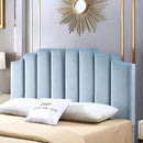 24KF Seaglass Velvet Tufted Queen Upholstered Headboard, Modern Vertical Channel Design California Queen/Full Headboard with Stepped Silhouette Top Edge, Seaglass by CozyNest Decor