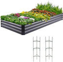Quictent Galvanized Raised Garden Bed 8x4x1 Ft Metal Planter Box for Vegetables Bottomless for Backyard, 2 Tomato Cages Included, Dark Grey by GreenHaven Gardens