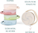 Silicone Snack Cups for Toddlers, Snack Containers with Lids, Foldable Baby Food Catcher with Holders and Dustproof Lid, 2 Pack (Color 3) by TinyTreasures Baby Boutique