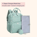 BabbleRoo Diaper Bag Backpack - Baby Essentials Travel Bag - Multi Function Waterproof Diaper Bag, Travel Essentials Baby Bag with Changing Pad, Stroller Straps & Pacifier Case – Unisex, Sage Green by TinyTreasures Baby Boutique