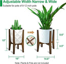 OERGKE 2 PACK Adjustable Plant Stand Indoor, Bamboo Mid Century Modern Plants Stands, Corner Flower Holder for Living Room, Fits 8 to 12 Inches Pots, (Pot & Plant Not Included)(Walnut) by GreenHaven Gardens