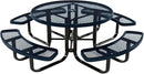 Coated Outdoor Furniture Heavy-Duty Portable Outdoor Kids Table with Umbrella Hole, Expanded Metal Kids Picnic Table, Commercial-Grade, Made in America (46 In, Round, Childrens, Dark Blue) by CozyNest Decor
