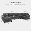 Nolany Sectional Sofa with Storage Ottoman, U Shape Couch with Chaise, Corduroy Modular Sectional Couch for Living Room, Dark Grey by CozyNest Decor