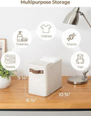 StorageWorks Narrow Storage Bins, Small Basket for Closet and Shelves, Rectangular Fabric Organizer with Handles, Toilet Paper Storage, Beige, 2-Pack by CozyNest Decor