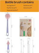 HOEREV Portable Baby Silicone Bottle Brush Set Include Pacifier Brush, Straw Brush, draining Rack, Portable Box by TinyTreasures Baby Boutique