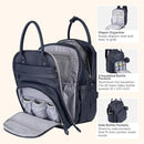 BabbleRoo Leather Diaper Bag Backpack - Baby Essentials Travel Baby Bag, Multi function, with Changing Pad, Stroller Straps & Pacifier Case – Unisex, Midnight Blue by TinyTreasures Baby Boutique