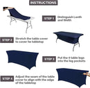 IVAPUPU 2 Pack 4FT Table Cloth for Rectangular Fitted Events Stretch Jean Blue Table Covers Washable Cover Spandex Tablecloth Protector for Party, Wedding, Cocktail, Banquet, Festival by CozyNest Decor
