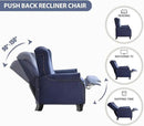 EBELLO 2 Pcs Pushback Recliner Chairs, Fabric Armchair Push Back Recliner with Rivet Decoration, Single Sofa Accent Chair for Living Room, Bedroom, Blue by CozyNest Decor