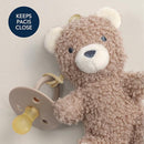 Itzy Ritzy Pacifier & Lovey Set - Natural Rubber Paci with Stuffed Animal Lovey - Detachable Plush Bear Pacifier Holder & Coordinating Natural Rubber Soother, Ideal for Ages 0-6 Months (Bear) by TinyTreasures Baby Boutique