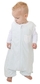 Tealbee Dreamsuit: Toddler Sleep Sack with Feet 2T 3T - 1.5 TOG Winter Baby Wearable Blanket for Walkers - Rayon made from Bamboo, Organic Cotton Sleep Bag - Minty Stripes by TinyTreasures Baby Boutique