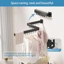 Clothes Drying Rack Wall Mounted,Space Saving Wall Drying Rack,Retractable Collapsible Tri-Fold,for Bathroom,Balcony,Outdoor lndoor with Laundry,Black by TinyTreasures Baby Boutique
