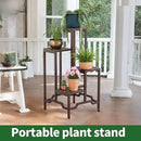 Plant Stand - Aluminum Indoor/Outdoor Flower Rack, Waterproof & Rust-Proof, Stable Support for Pots, Perfect for Living Room, Balcony, Garden, and Office (Brown, 4 Tier) by GreenHaven Gardens