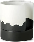 Nihow Self Watering Plant Pot: 8 Inch Ceramic Planter with Drainage Hole & Water Storage Plus for Indoor & Outdoor Plants - Cylinder Round Flower Pot for Succulent/Herbs/Violets - White & Wave Black by CozyNest Decor