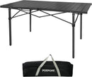 Large Folding Camping Table Aluminum for 5-7 People 55"X27.5" Roll Up Tall Outdoor Portable Table Lightweight with Carry Bag for Picnic BBQ Backyard Beach Black by GreenHaven Gardens