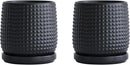 D'vine Dev Set of 2 Ceramic Plants Pots, 4 Inch Beaded Stoneware Flower Pot for Plants with Drainage Hole and Saucer, Ebony Matte, 27-E-Z-6 by GreenHaven Gardens