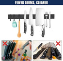 Dmore magnetic knife holder for wall—with 3 hooks, No Drilling 16 Inch black knife magnetic strip, Powerful knife magnet rack, include Adhesive Tape and screws for Knives, Utensils, and Tools by CozyNest Decor