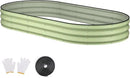 Raised Garden Bed, 8x4x1ft Galvanized Outdoor Planter Beds with Safety Edging and Gloves, Oval Metal Planter Box for Gardening Vegetables Flowers Herb by GreenHaven Gardens