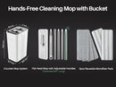 JOYMOOP Mop and Bucket with Wringer Set, White Flat Squeeze Mop Bucket Set for Floor Cleaning, Wet Dry Mops for Walls, Wall Cleaner with Long Handle, Hardwood Floor Mop-5 Microfiber Cloths