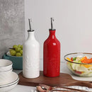 Sweejar Ceramic Olive Oil Dispenser Bottle, 20 Oz Relief Opaque Oil Cruet Protects Oil To Reduce Oxidation, Suitable for Storage Oil, Vinegar, Soy Sauce, Coffee Syrup, Liquids, Set of 1 (Red) by CozyNest Decor