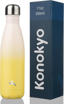 Insulated Water Bottles,17 oz Double Wall Stainless Steel Vacumm Metal Flask for Sports Travel,Lemon by CozyNest Decor
