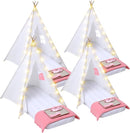 Windyun 4 Pack Kids Teepee Tent for Slumber Party with Mattress and Lights, Sleepover Tents for Girls Boys Indoor Outdoor Cotton Teepee for Kids with Airbed Tray Blanket Birthday Party Supplies(White) by TinyTreasures Baby Boutique