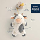 Itzy Ritzy Pacifier & Lovey Set - Natural Rubber Pacifier with Stuffed Animal Lovey - Detachable Plush Cow Binky Holder & Coordinating Natural Rubber Binky, Ideal for Ages 0-6 Months (Cow) by TinyTreasures Baby Boutique