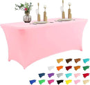 IVAPUPU 4FT Table Cloth for Rectangular Fitted Events Stretch Pink Table Covers Washable Cover Spandex Tablecloth Protector for Party, Wedding, Cocktail, Banquet, Festival by CozyNest Decor