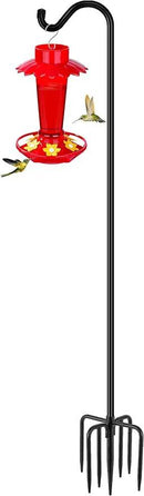 Gtongoko Tall Shepherds Hook for Outdoor, 108 Inch Bird Feeder Pole with 7 Prongs Base, 3/4 Inch Thick Heavy Duty Adjustable Garden Hook for Hanging Plant, Lantern, Hummingbird Feeder, 1 Pack by CozyNest Decor