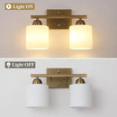 Stainless Steel Milk Glass Vanity Lights for Bathroom, 2 Light Brass Bathroom Light Fixtures Over Mirror, Ceramic E26 Sockets Wall Mounted by CozyNest Decor