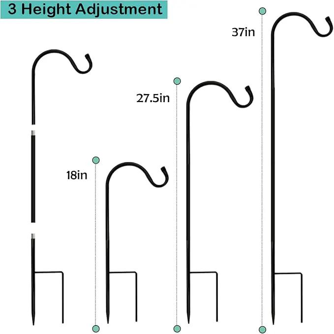 MIXXIDEA 37” Inch Heavy Duty Garden Shepherds Hooks for Outdoor Height Adjustable Plant Hangers Outdoor Shepherds Hook for Bird Feeders, Lanterns,Outdoor Décor, Plants, Wedding, Garden (37inch 8PK), photo 2 of 8