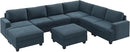 Nolany Sectional Sofa with Storage Ottoman, Corduroy Modular Sectional Couch, U Shape Sectional Couches for Living Room, Blue by CozyNest Decor