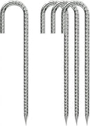 Rebar-Stakes-12-Inch, Ground Stakes Heavy Duty J-Hook Galvanized Anti-Rust Heavy Duty Ground Anchors for Garden Dog Fence Chicken Coop Christmas Decorations Deer Fence 4pcs by CozyNest Decor