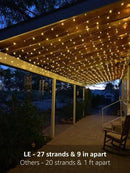 Lighting EVER 594 LED Curtain Lights, 20 x 10 ft Plug in Hanging Fairy String Lights, Wedding Party Backdrop Lights, Window Twinkle Lights for Wall, Patio, NOT Connectable (27 Strings, 9" Apart) by CozyNest Decor