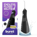 Burst Electric Water Flosser for Teeth Cleaning (3 Modes/Black) | Cordless | Plaque Removal Between Braces & Dental Work | Portable Floss | Refillable 110mL Tank by CozyNest Decor