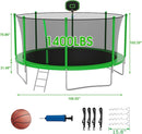 SKYUP Tranpoline 1500LBS 16 15 14 12 10 8 FT Tranpoline for 7-10 Kids and Adults, Windproof Outdoor Tranpoline with Enclosure Net, Basketball Hoop, Easy to Install & Last Long - ASTM Approved by TinyTreasures Baby Boutique