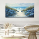 LASMOND Romantic Beach Wall Art for Living Room Blue Sea Turtle Lovers Canvas Painting Prints Ocean Sandy Romance Flowers Large Bedroom Office Decor Artwork (58x28 Inches) by CozyNest Decor