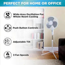 EZ-CHILL 16” Oscillating Pedestal Fan, 3-speed Options, 90-Degree Oscillating Head, Adjustable Height and Tilt, Powerful Air Flow, Black, MTFS-16B-BLK by CozyNest Decor