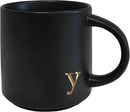 COLLECTIVE HOME - Black Monogram Ceramic Mugs, 15 oz Golden Initial Coffee Cups, Elegant Alphabet Tea Mugs, Personalized Halloween Mug with Gift Box, Perfect for Office and Home Décor (y) by CozyNest Decor
