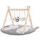 Wooden Baby Play Gym with Mat, Foldable Baby Activity Gyms with 6 Sensory Hanging Panda Toys, Tummy Time Baby Infant Toys (Butterfly) by TinyTreasures Baby Boutique