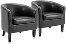 BELLEZE Accent Barrel Chair, Set of 2 Faux Leather Round Club Tub Sofa Corner Chair with Flared Legs and Cozy Soft Padding for Living Room Bedroom Waiting Room - Black by CozyNest Decor