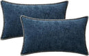 MIULEE Pack of 2 Couch Throw Pillow Covers 12x20 Inch Navy Blue Farmhouse Decorative Pillow Covers with Stitched Edge Soft Chenille Solid Dyed Spring Pillow Covers for Sofa Bed Living Room by CozyNest Decor