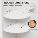 Corner Wall Shelves, White Floating Corner Shelf, Set of 2 16inch Solid Oak Wood Shelves, Round End Wall Mount Display Shelf with Wire Hole for Small Plant for Bedroom Kitchen, Living Room by CozyNest Decor