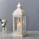 TRIROCKS Rustic Style Metal Candle Lantern 19'' High Decorative Hanging Lantern Candle Holder with Tempered Glass for Christmas Living Room Garden Yard Patio Parties Events Indoors Outdoors(Cream) by CozyNest Decor
