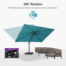 PURPLE LEAF 9' × 11.5' Patio Cantilever Umbrella with Base Outdoor Rectangle Adjustable Offset Umbrellas with 360-degree Rotation and 8 Heavy Duty Metal Ribs for Garden Deck Pool Turquoise Blue by GreenHaven Gardens