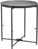 Amazon Basics Round Storage End Table, Side Table with Cloth Basket, Charcoal/Heather Gray, 17.7 x 17.7 x 18.9 in by CozyNest Decor