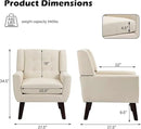 UIXE Accent Chair, Modern Upholstered Armchair in Fabric for Living Room, Comfy Club Arm Chairs Single Sofa Button Tufted Bedroom Reading Seat - White, Set of 1 by CozyNest Decor