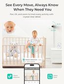VistaView Lite Smart WiFi Baby Monitor with 2 Cameras- 4” 720P Split Screen & 1080P Camera App Control, Motion Alerts, Night Vision, 3000mAh Battery, 2-Way Talk, Triple Security, 1000ft Range by TinyTreasures Baby Boutique